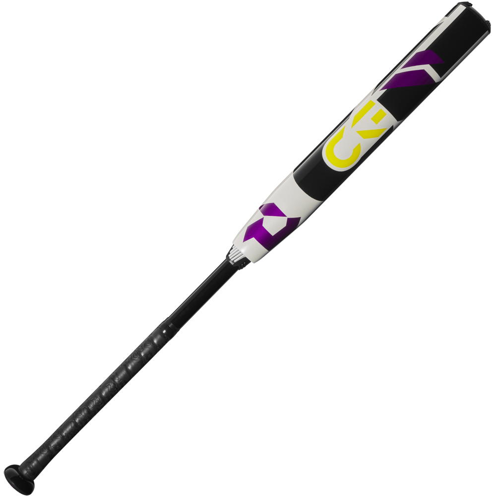 The 2025 DeMarini CF (-10) Fastpitch Softball Bat: WBD2550010 features Paraflex Plus Composite for balanced performance in a sleek black and purple design.