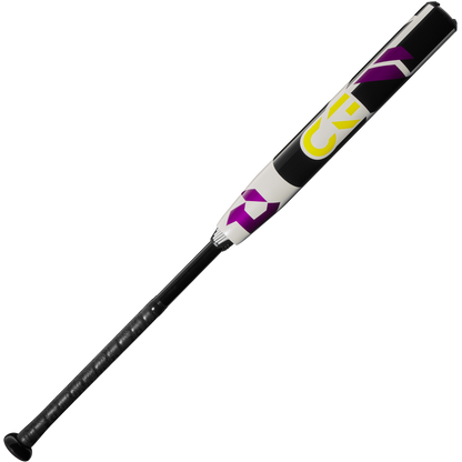 The 2025 DeMarini CF (-10) Fastpitch Softball Bat: WBD2550010 features Paraflex Plus Composite for balanced performance in a sleek black and purple design.
