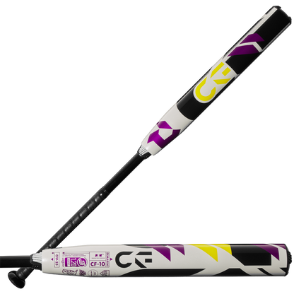The 2025 DeMarini CF (-10) Fastpitch Softball Bat (WBD2550010) features a black handle and is crafted from Paraflex Plus Composite for premium performance.