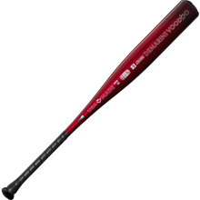 The 2025 DeMarini Voodoo One (-5) 2 3/4" USSSA Baseball Bat (WBD2556010 DEMO) is shown diagonally on a white background, featuring red and black colors and DeMarini branding with an X14 Alloy Barrel.