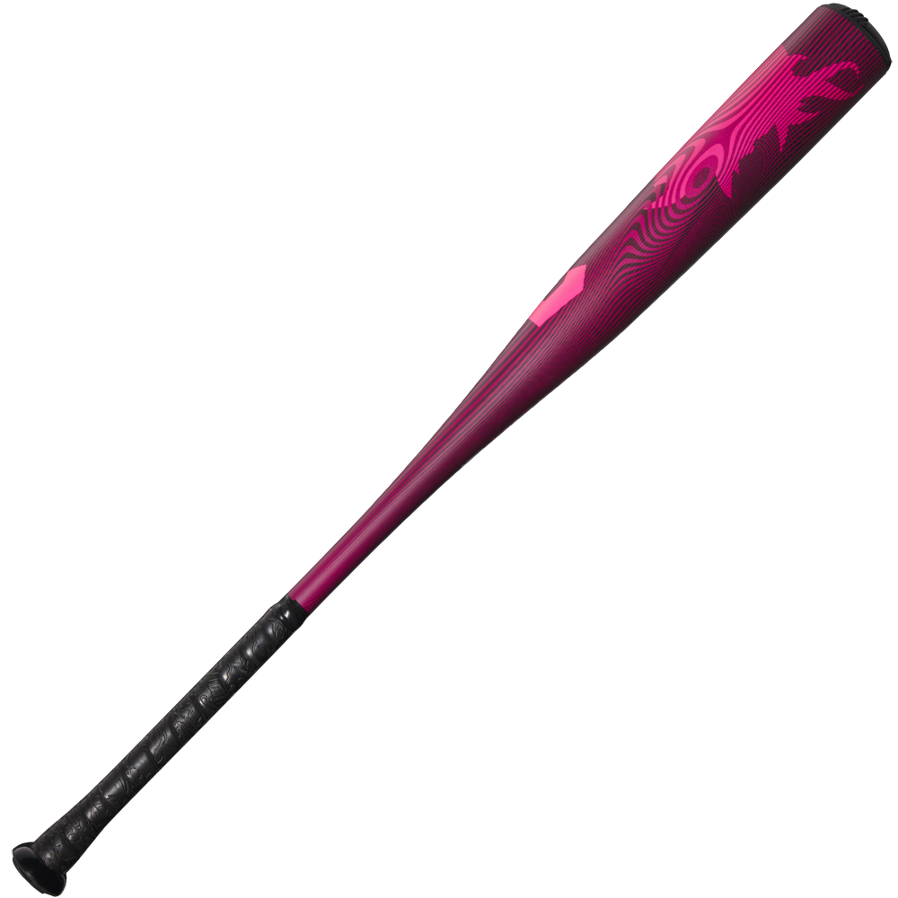 The 2024 DeMarini Voodoo One Neon Pink (-3) BBCOR Baseball Bat (WBD2557010) features a sleek metallic pink and black design, X14 Alloy Barrel, and textured black grip handle for modern style and performance.