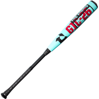 The 2026 DeMarini The Goods (-3) BBCOR Baseball Bat (WBD2588010) features a light blue/black X14 Alloy Barrel, black grip, and red, black, and white "THE GOODS G235" graphics—part of DeMarini's The Goods BBCOR lineup.