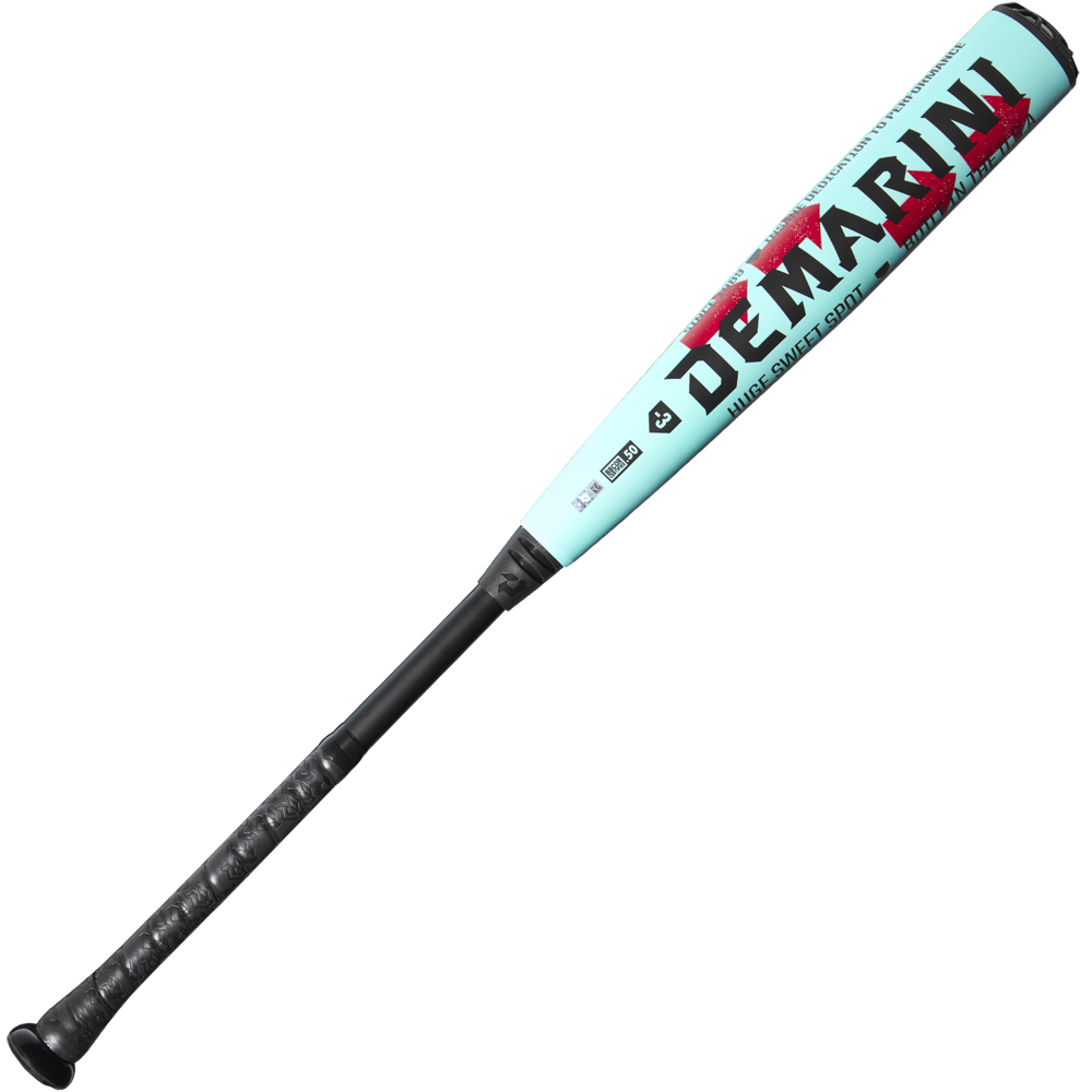 A light blue 2026 DeMarini The Goods (-3) BBCOR Baseball Bat (WBD2588010) with a black handle and grip, plus red and black graphics on the X14 Alloy Barrel, is displayed on a plain white background.