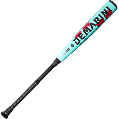 A light blue 2026 DeMarini The Goods (-3) BBCOR Baseball Bat (WBD2588010) with a black handle and grip, plus red and black graphics on the X14 Alloy Barrel, is displayed on a plain white background.
