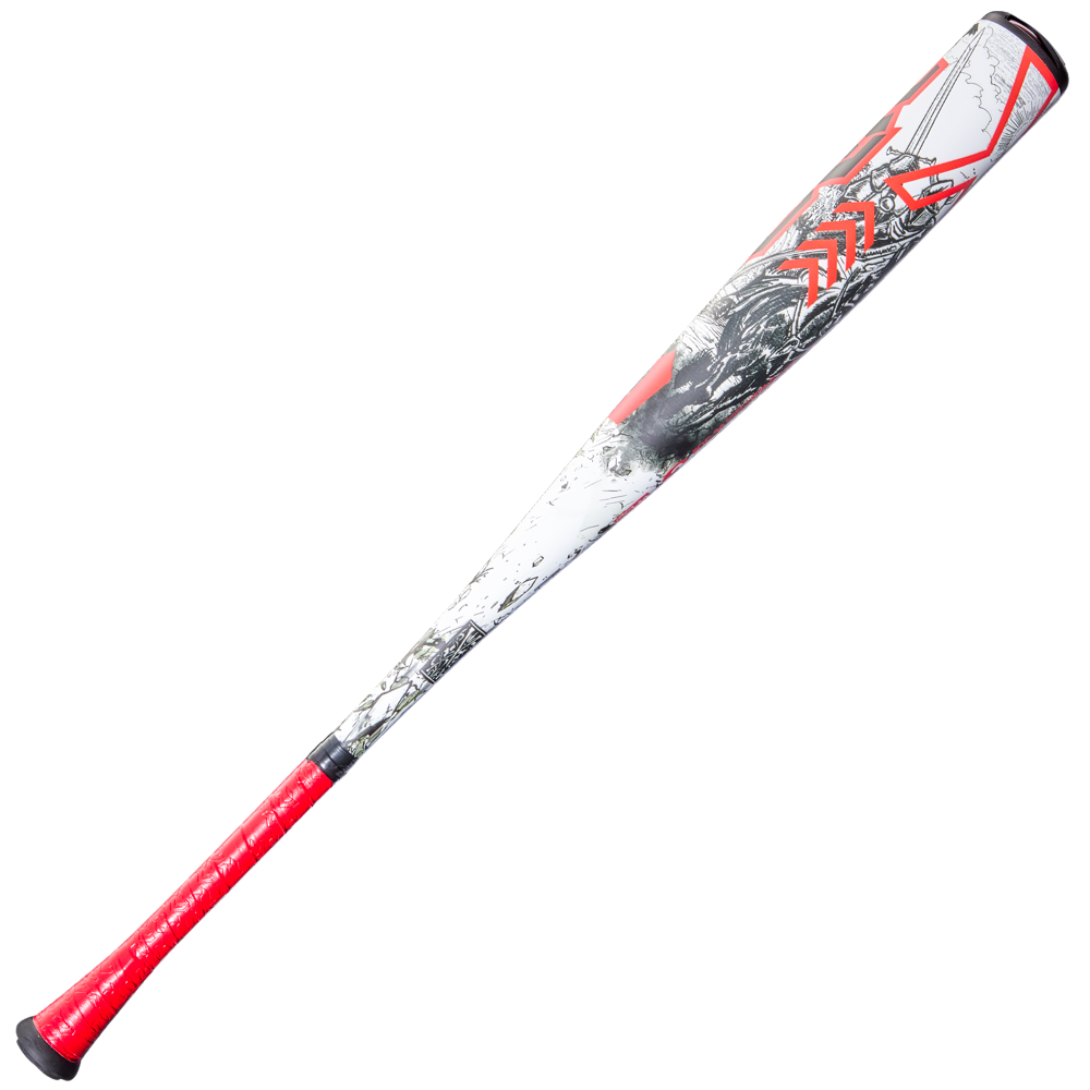 The 2026 DeMarini Exile (-3) BBCOR Baseball Bat (WBD2589010) by DeMarini is a one-piece alloy bat with a red handle.