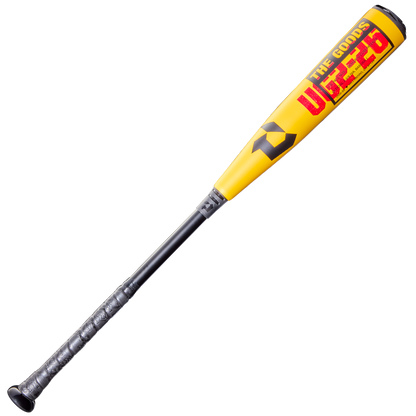 The 2026 DeMarini The Goods (-10) 2 5/8" USA Baseball Bat (WBD2601010) features a yellow and black design, durable X14 Alloy Barrel, bold “THE GODDS UPZ36” print, and a textured grip for superior control and power.