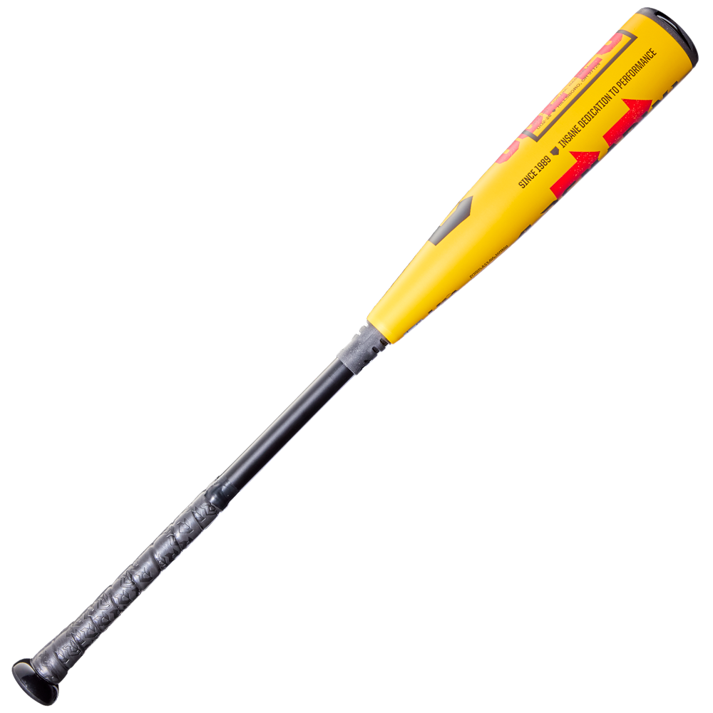 The 2026 DeMarini The Goods (-10) 2 5/8" USA Baseball Bat (WBD2601010) features a yellow and black design, textured black grip, and red X14 Alloy Barrel accents, shown on a plain white background.