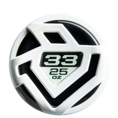 A close-up of a white and black circle, echoing the unique design of the DeMarini 2026 Lotus (-8) Fastpitch Softball Bat (WBD2608010).