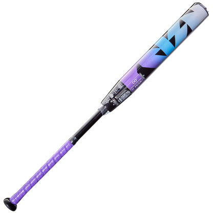 The 2026 DeMarini Prism+ (-11) Fastpitch Softball Bat (WBD2636010) features a purple grip and gradient Continuous Fiber Composite Barrel in purple, blue, black, and gray, shown against a plain white background.