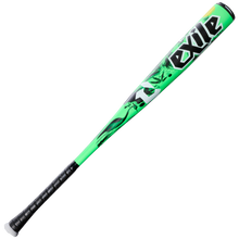The 2026 DeMarini Exile Samurai (-3) BBCOR Baseball Bat (WBD2652010) features a bright green X14 Alloy Barrel, black grip tape, and bold "Exile" lettering—ideal for elite high school and college players.