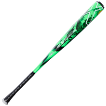 The 2026 DeMarini Exile Samurai (-3) BBCOR Baseball Bat (WBD2652010) features a green and black design, neon accents, textured black grip, graphic barrel, tapered handle, and an X14 Alloy Barrel—ideal for elite high school and college players.