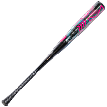 The 2026 DeMarini Exile Cyborg (-3) BBCOR Baseball Bat (WBD2654010) features a black grip and a vibrant X14 Alloy Barrel with pink, blue, and silver accents.