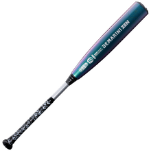 A 2026 DeMarini ZEN Oil Slick (-10) 2 3/4" USSSA Baseball Bat (WBD2655010) features a blue and purple Dark Matter Composite barrel, black and white grip, and silver accents, shown on a white background.