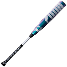 The 2026 DeMarini ZEN Oil Slick (-5) 2 3/4" USSSA Baseball Bat (WBD2657010) features a metallic purple and teal two-piece composite design, bold white barrel graphics, a patterned black-and-white grip, and is pictured on a plain white background.