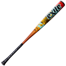 The 2026 DeMarini Exile Rogue (-3) BBCOR Baseball Bat (WBD2660010) features a black grip, an orange and yellow gradient X14 Alloy Barrel, and bold teal "exile" lettering near the red-tipped barrel, shown on a plain white background.