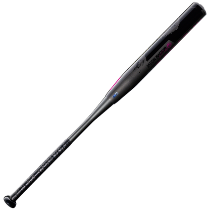 The DeMarini 2027 Jason Magnum Vanilla Gorilla 12.5" Endload NSA USSSA Slowpitch Softball Bat (WBD2681010) is shown in black with pink accents, white text, a shiny finish, and a signature near the barrel on a plain white background.