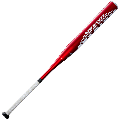 A red 2027 DeMarini Stadium 13" Endload NSA USSSA Slowpitch Softball Bat (WBD2682010) with a composite barrel, white grip, black knob, and bold white graphics is displayed on a plain light background.