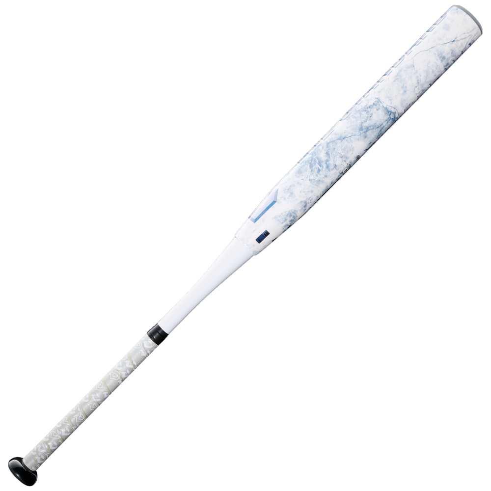 The DeMarini 2027 The Standard 13.5" Endload NSA USSSA Slowpitch Softball Bat (WBD2683010) features a marble-patterned Advanced Performance Composite Barrel and ZnX Alloy Handle, with blue and gray veining, on a plain white background.