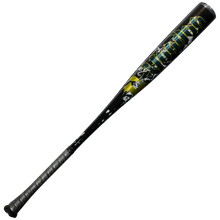 The 2027 DeMarini Voodoo One (-3) BBCOR Baseball Bat (WBD2705010) from DeMarini features bold yellow and blue graphics, “MAMMOTH” lettering, a textured handle grip, and an X14 Alloy Barrel for powerful hits.