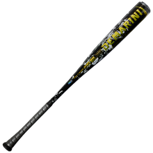 A black and gray DeMarini 2027 Voodoo One (-3) BBCOR Baseball Bat (WBD2705010) with yellow graphics and X14 Alloy Barrel for enhanced performance, shown on a white background.