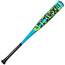 The 2027 DeMarini Exile (-10) 2 3/4" USSSA Baseball Bat (WBD2714010) features bold neon green and black graphics and a textured black grip handle, shown on a plain white background.