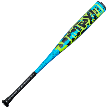 The 2027 DeMarini Exile (-10) 2 3/4" USSSA Baseball Bat (WBD2714010) features bold neon green and black graphics and a textured black grip handle, shown on a plain white background.