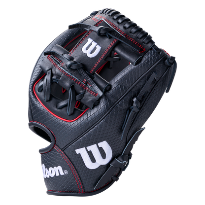 Wilson A1000 1975SS 11.75″ Baseball Glove in black with red stitching and white logos.