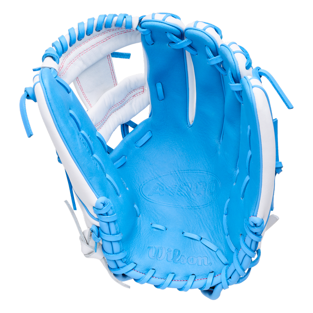 Light blue and white Wilson A1000 H12 12″ Fastpitch Glove: WBG03201RTH12.