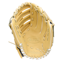 Wilson A700 12.5″ Baseball Glove: WBG04601RT125 in tan full grain leather with white lacing.