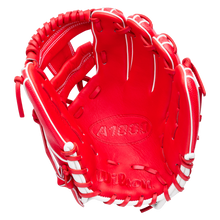 Wilson A1000 PF11SS 11″ Baseball Glove, red infield glove with white lacing.