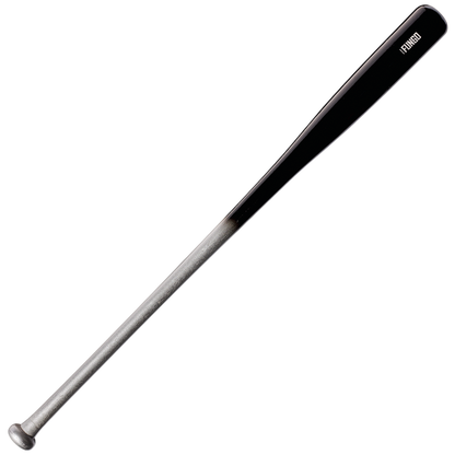 The Louisville Slugger Maple S345 Fungo 35″ Wood Training Bat (WBL270801035) features a black barrel and a silver handle, showcased on a white background, embodying the precision and style synonymous with Louisville Slugger training bats.