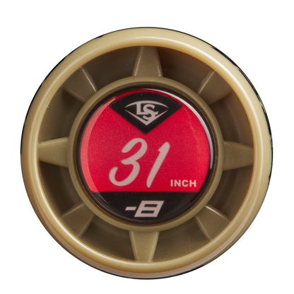 A close-up of a wheel, showcasing details that mirror the precision engineering of the 2024 Louisville Slugger Meta LTD (-8) USSSA Baseball Bat (USED).