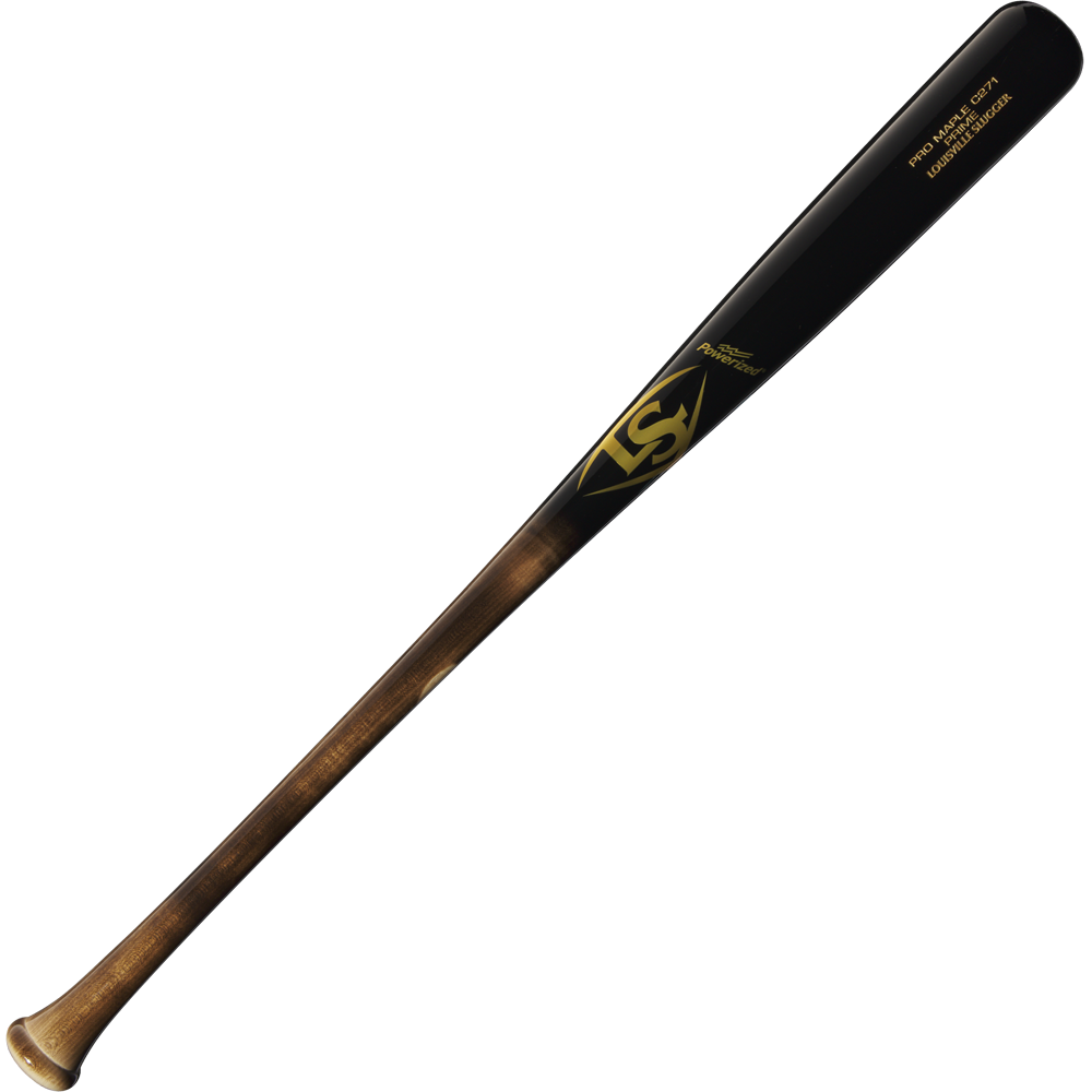 The Louisville Slugger Pro Prime Maple C271 Wood Baseball Bat (WBL2940010) features a dark brown barrel with black accents, a light tan handle, and the Pro Prime C271 logo near the barrel for balanced swing weight.
