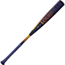 The 2025 Louisville Slugger Select PWR (-3) BBCOR Baseball Bat (WBL2967010 DEMO) features a blue grip, yellow-to-black gradient handle, EXD Premium Alloy Barrel, and bold LOUISVILLE lettering on the barrel.