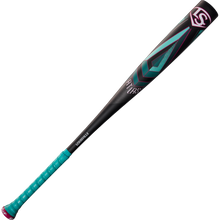 The 2025 Louisville Slugger Atlas (-3) BBCOR Baseball Bat (WBL2968010, DEMO) features a black and teal one-piece alloy design with geometric graphics, logo near the barrel, and a teal grip-wrapped handle.
