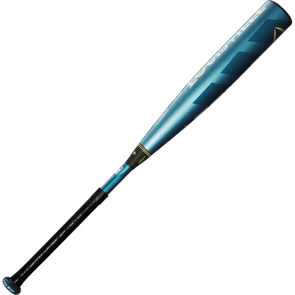 The 2025 Louisville Slugger Meta Prime (-10) USSSA Baseball Bat (WBL2970010) is shown diagonally on a white background, featuring a metallic blue composite barrel, black grip handle, and yellow accents.