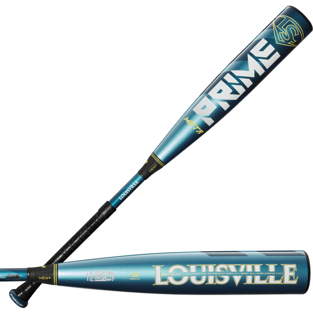 The 2025 Louisville Slugger Meta Prime (-5) USSSA Baseball Bat (WBL2972010) features bold white text on its barrel.