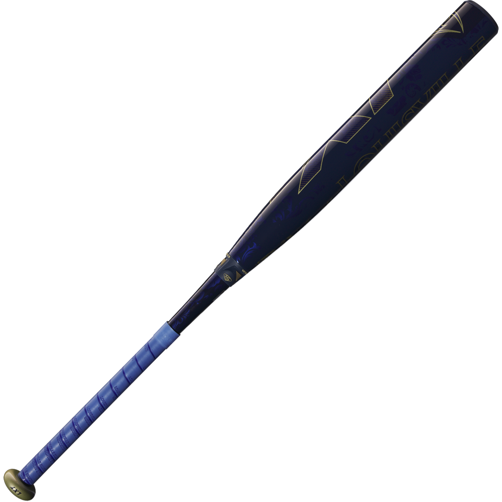 A 2025 Louisville Slugger LXT (-11) Fastpitch Softball Bat (WBL2993010) in blue with a wrapped grip and gold accents, from Louisville Slugger, photographed on a white background.