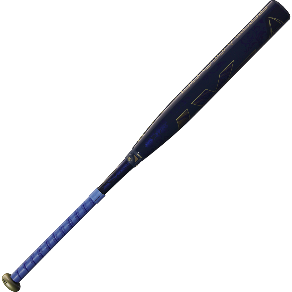 A blue and black Louisville Slugger LXT (-11) Fastpitch Softball Bat (WBL2993010) with a wrapped blue grip and gold knob, shown on a plain white background.