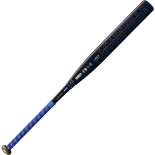 The 2025 Louisville Slugger LXT (-10) Fastpitch Softball Bat (WBL2994010) features blue coloring, gold lettering, and a wrapped grip on the handle, displayed against a plain white background.