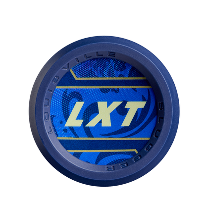 A blue circle with white text, ideal for showcasing the 2025 Louisville Slugger LXT (-10) Fastpitch Softball Bat: WBL2994010.