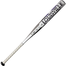 The 2025 Louisville Slugger Xeno (-9) Fastpitch Softball Bat (WBL2997010) features a silver and black composite barrel, white grip, and the prominent LOUISVILLE logo on the barrel.