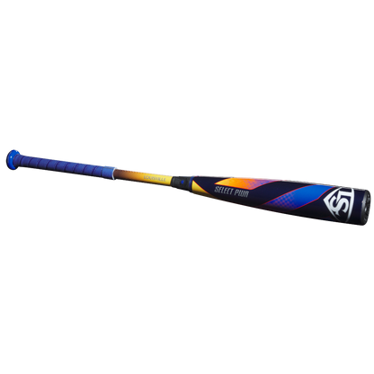 The 2025 Louisville Slugger Select PWR (-10) 2 5/8" USA Baseball Bat (WBL4008010) is a balanced youth bat with a blue grip, gold and black handle, and colorful alloy barrel featuring "Select PWR" and the Louisville Slugger logo.