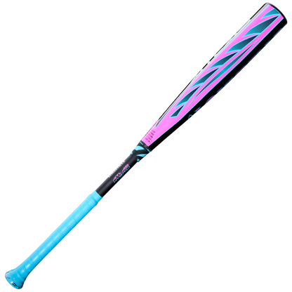 The 2026 Louisville Slugger Atlas Hybrid (-3) BBCOR Baseball Bat (WBL4114010) from Louisville Slugger features a light blue handle fading into a black, pink, and turquoise alloy barrel, shown on a plain white background.