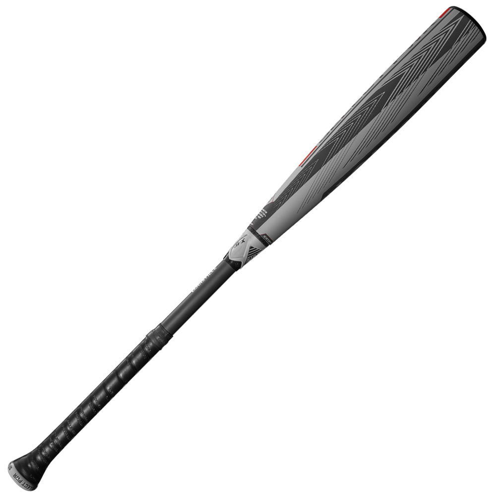 A black and silver 2026 Louisville Slugger Select PWR (-3) BBCOR Baseball Bat (WBL4115010) features a patterned barrel and textured grip handle, shown against a plain white background.