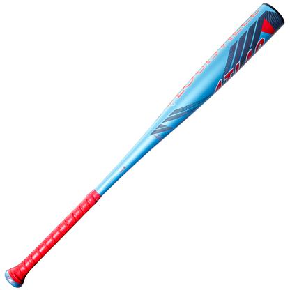 The 2026 Louisville Slugger Atlas (-3) BBCOR Baseball Bat (WBL4116010) features a metallic blue one-piece alloy design with red and black accents and a red grip, shown against a plain light background.
