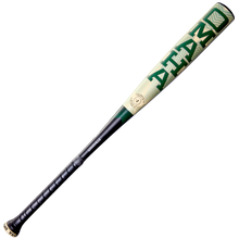 The 2026 Louisville Slugger Omaha (-3) BBCOR Baseball Bat (WBL4117010) features a metallic one-piece alloy design, green and gold geometric pattern, black grip handle, and "Louisville" printed near the handle.