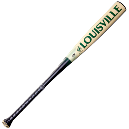 The 2026 Louisville Slugger Omaha (-3) BBCOR Baseball Bat (WBL4117010) features a one-piece alloy design with a black handle, light barrel, and green Louisville branding, shown on a white background.