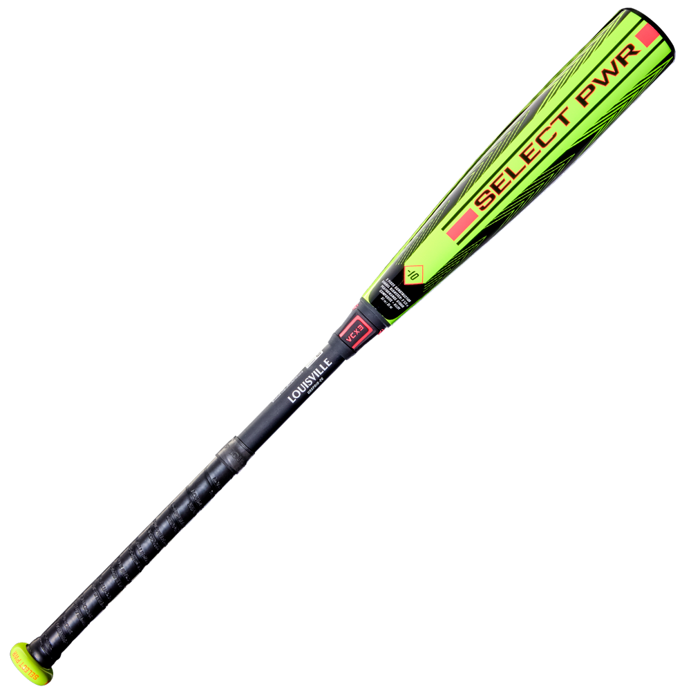 The 2026 Louisville Slugger Select PWR (-10) USA Baseball Bat (WBL4126010) features a neon green and black design, alloy barrel, SELECT PWR branding, black grip handle, vibration control, and a neon green knob.