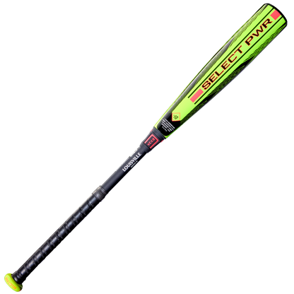 The 2026 Louisville Slugger Select PWR (-10) USA Baseball Bat (WBL4126010) features a neon green and black design, alloy barrel, SELECT PWR branding, black grip handle, vibration control, and a neon green knob.